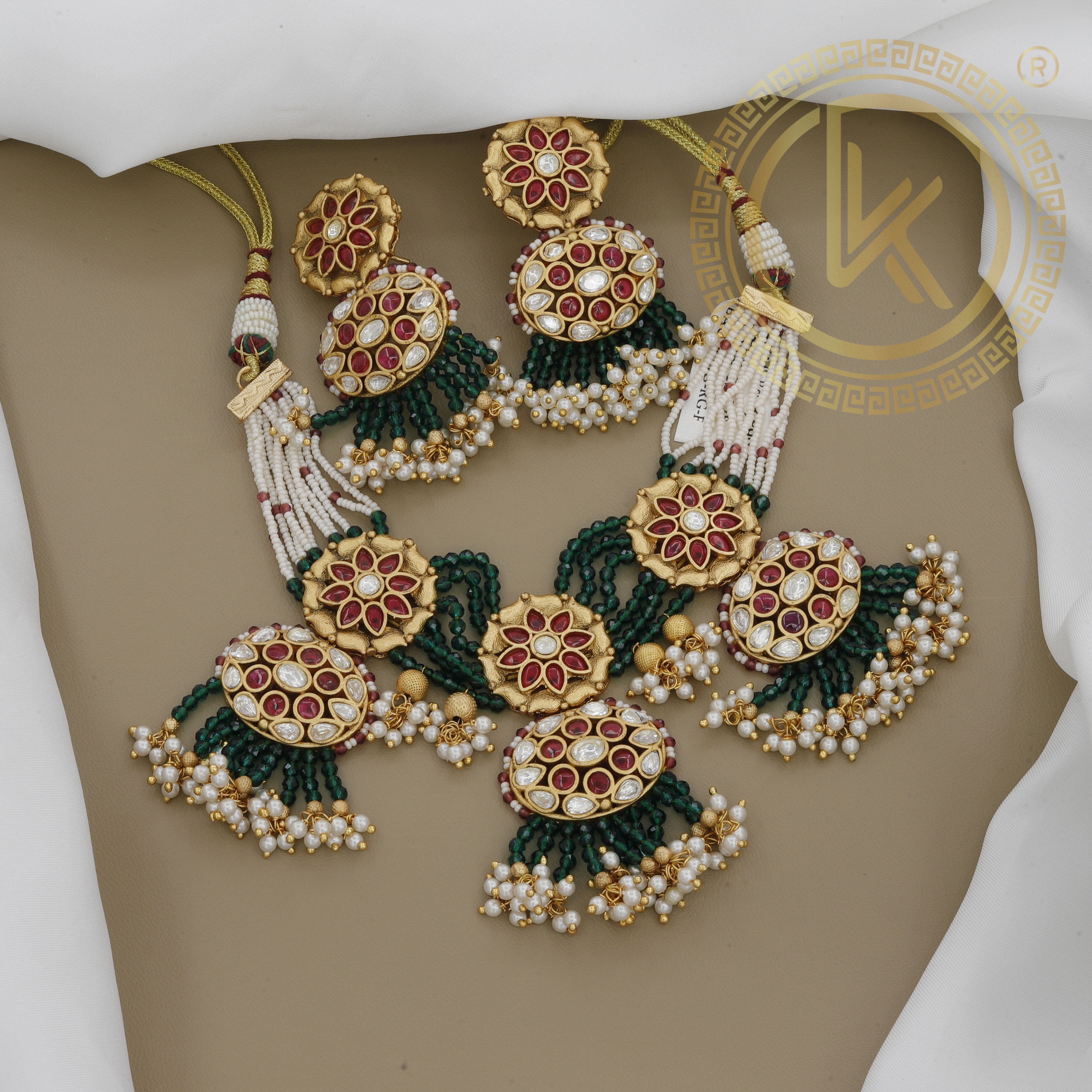 Floral Design Antique Kundan Necklace Set