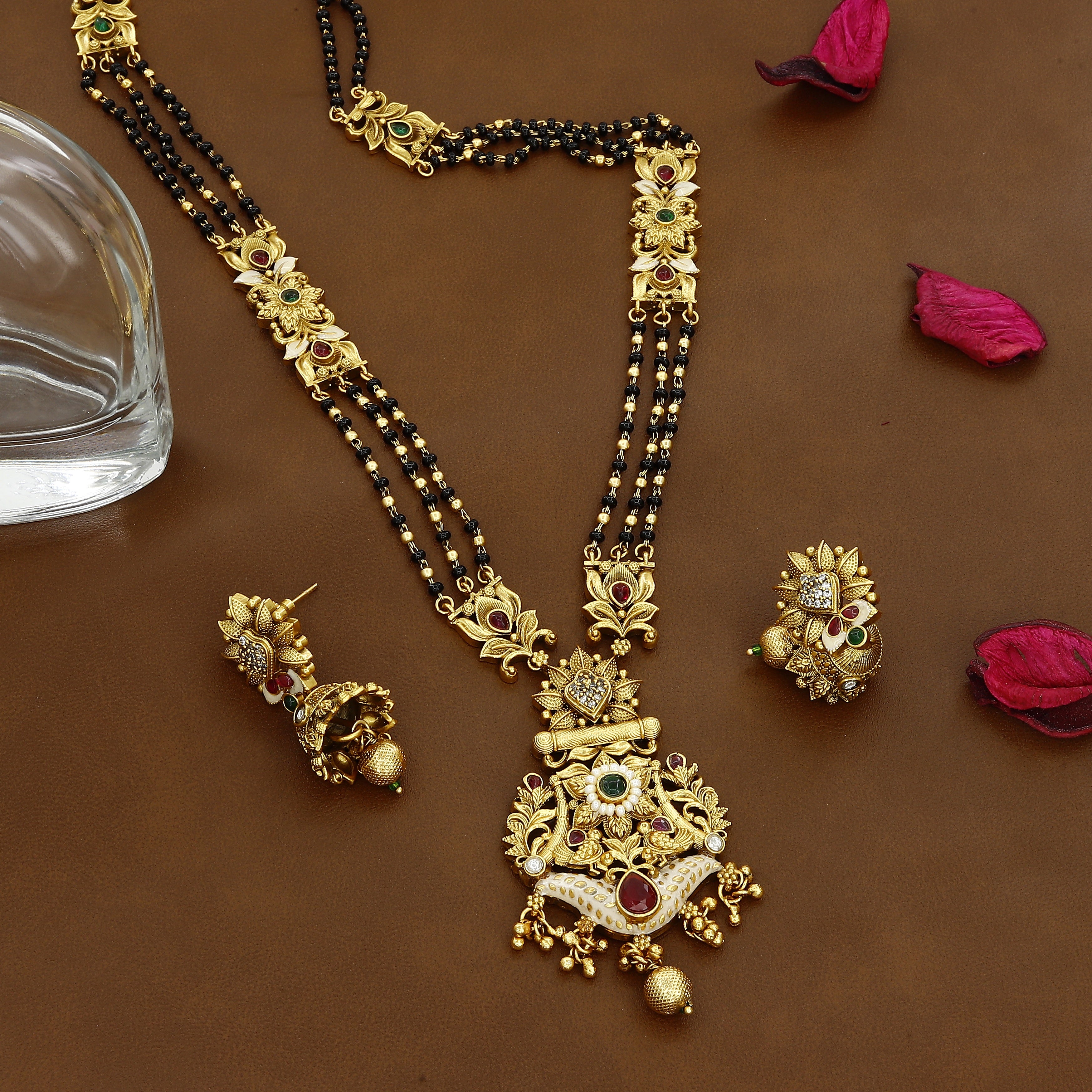 Freemen Mor Rajwadi Mangalsutra (26inc.) with Earrings for Women