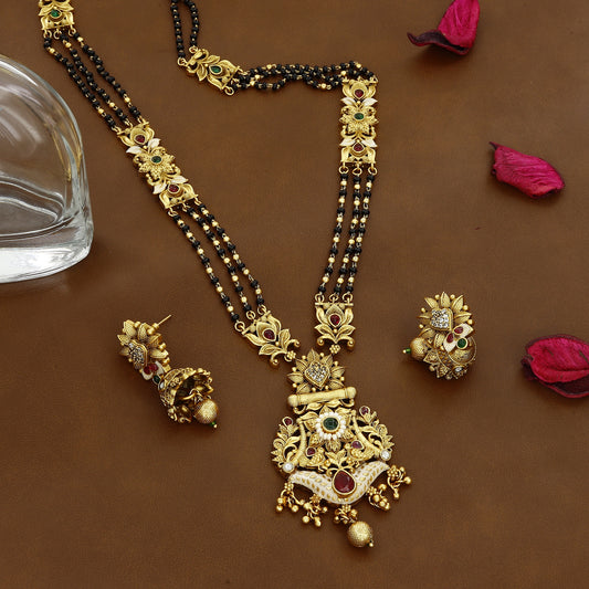 Freemen Mor Rajwadi Mangalsutra with Earrings for Women