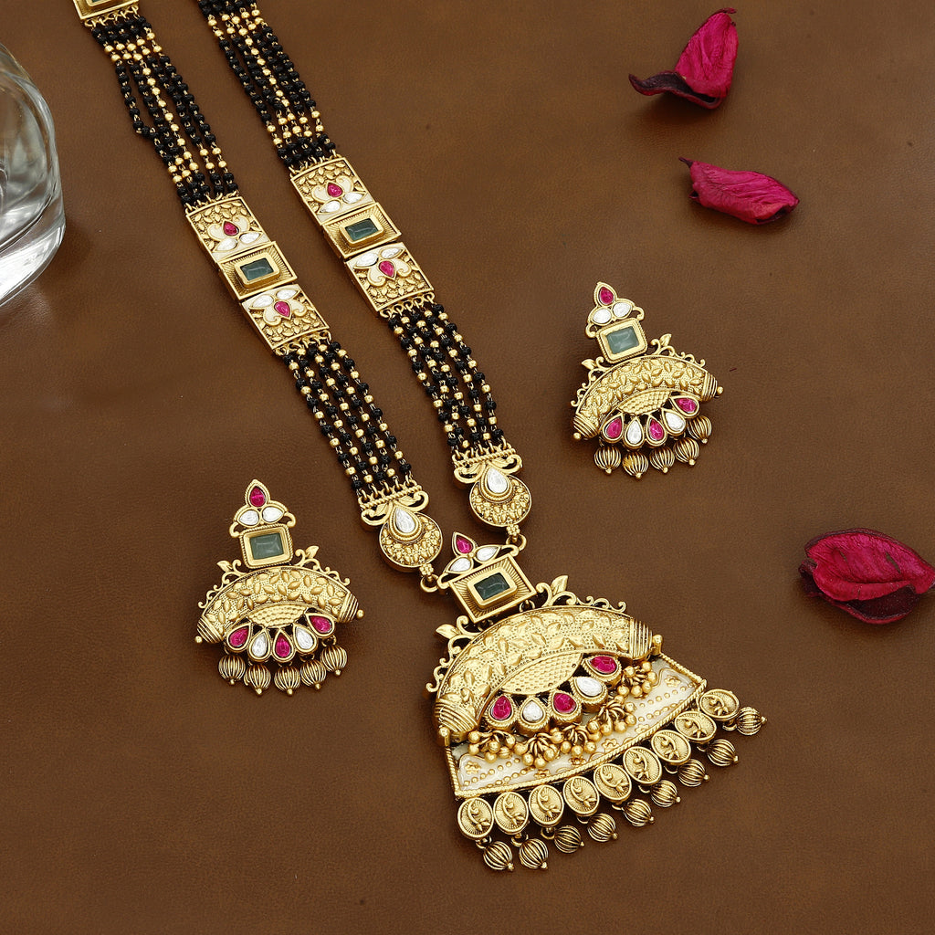Gold-Plated Mangalsutra Set with Intricate Detailing