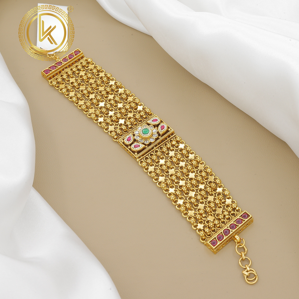 Gold Plated Ruby & Emerald Bracelet