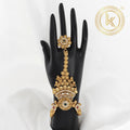 Intricate Gold-Tone Kundan/Polki Hath Panja with Pearls