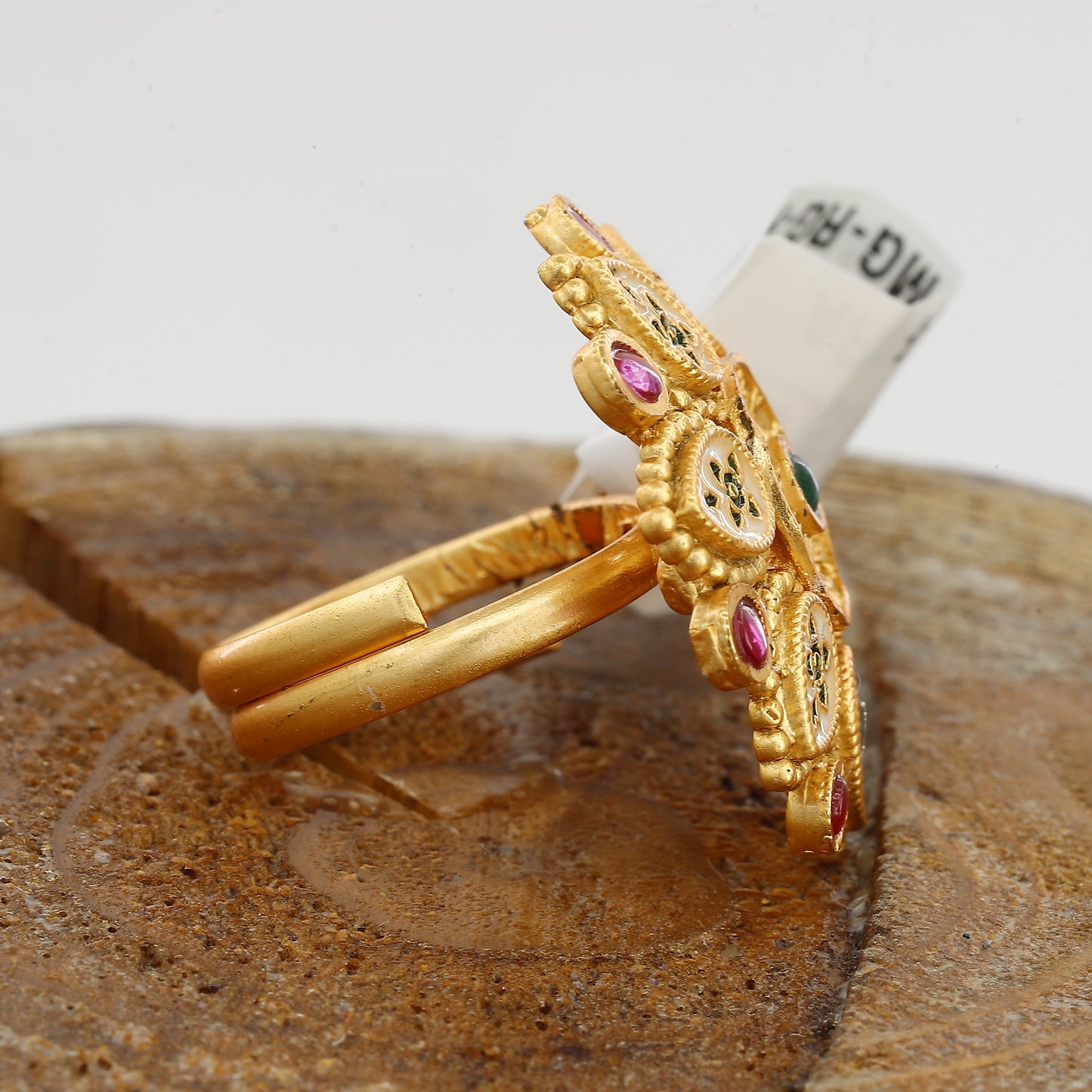 Pastel Design Gold Plated Freesize Antique Ring