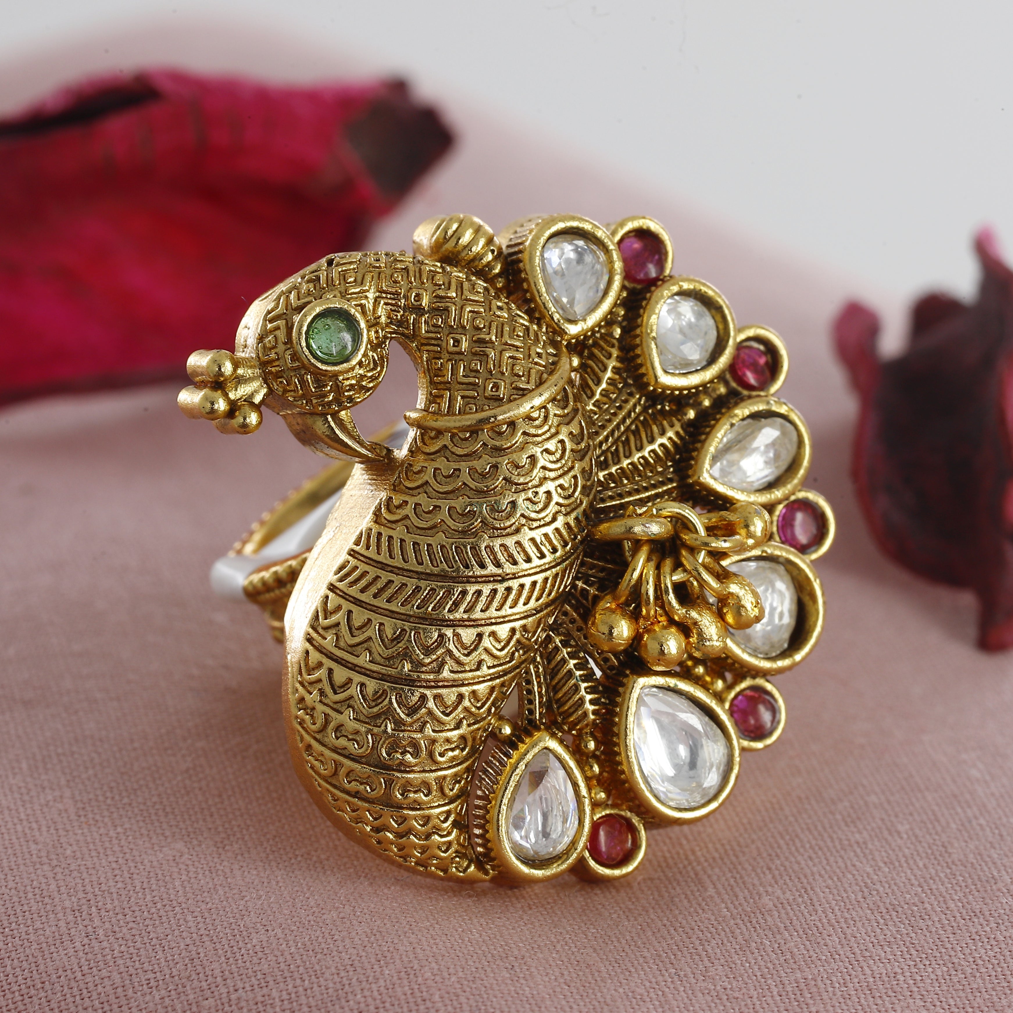 Peacock Shape Wedding Antique Freesize Ring