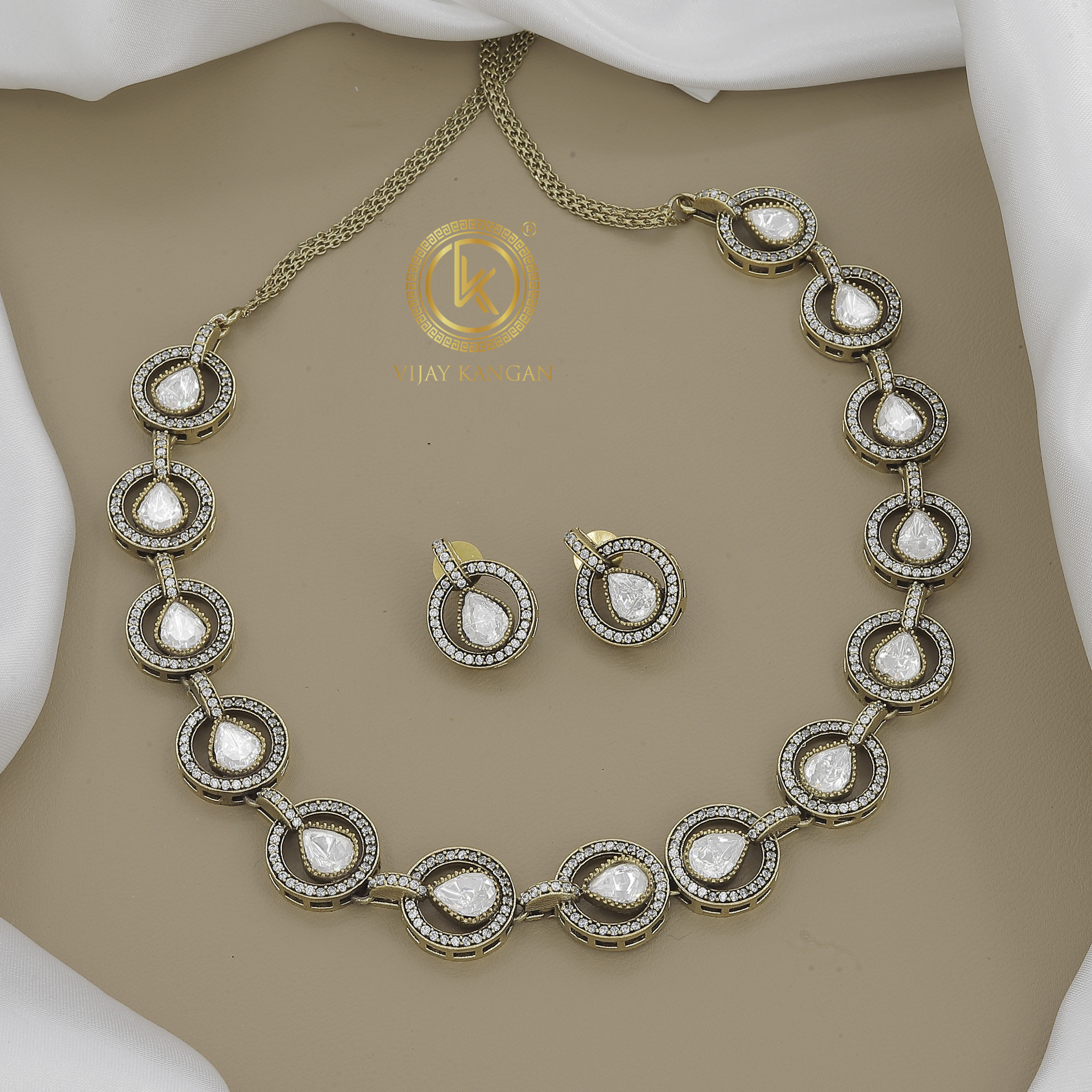 Pear-Shaped Moissanite Cluster Necklace and Earring Set