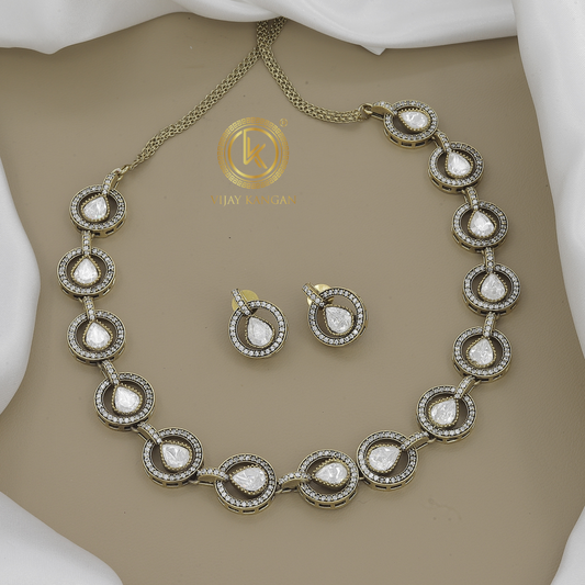 Pear-Shaped Moissanite Cluster Necklace and Earring Set