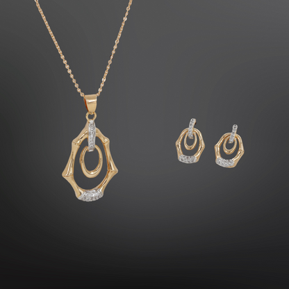 18k Rose Polished Unique Design Pendent Set