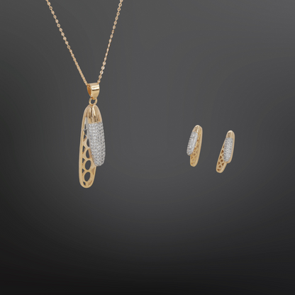 18k Rose Polished Stick Design Pendent Set
