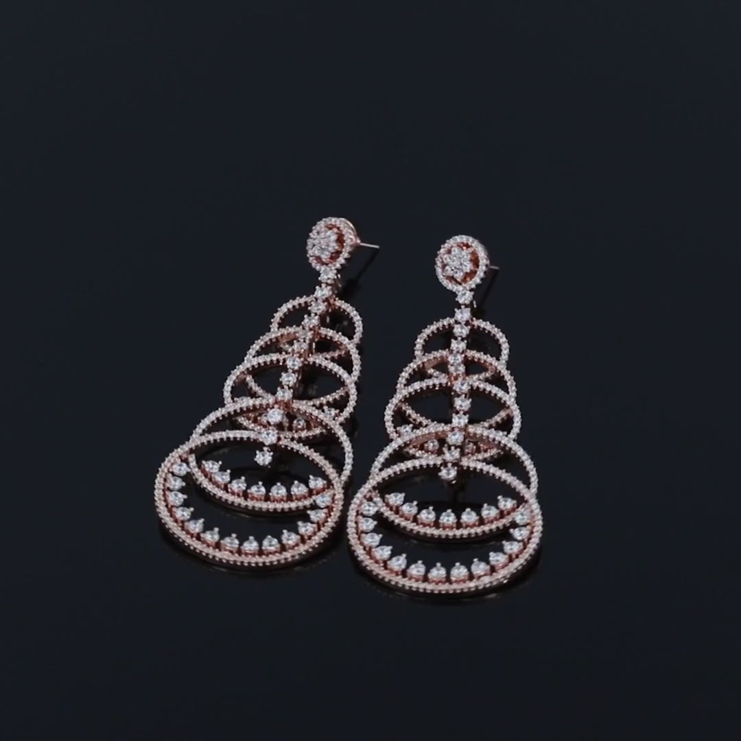Long Round Design and Diamond Earrings