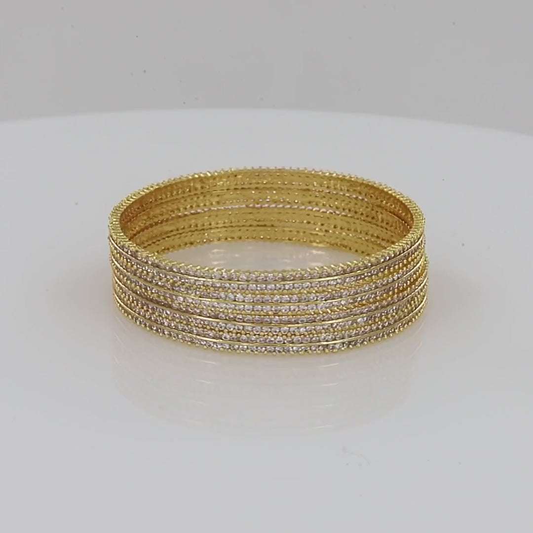 Gold polished Round Diamond Bangles