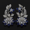 Flower Design Long Silver Earrings