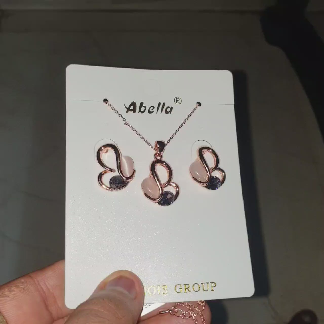 18k Rosepolished Trendy Design Swarovski Design Pendent Set