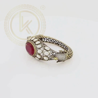 Authentic Moissanite Stones Polki Design Bangle Kada