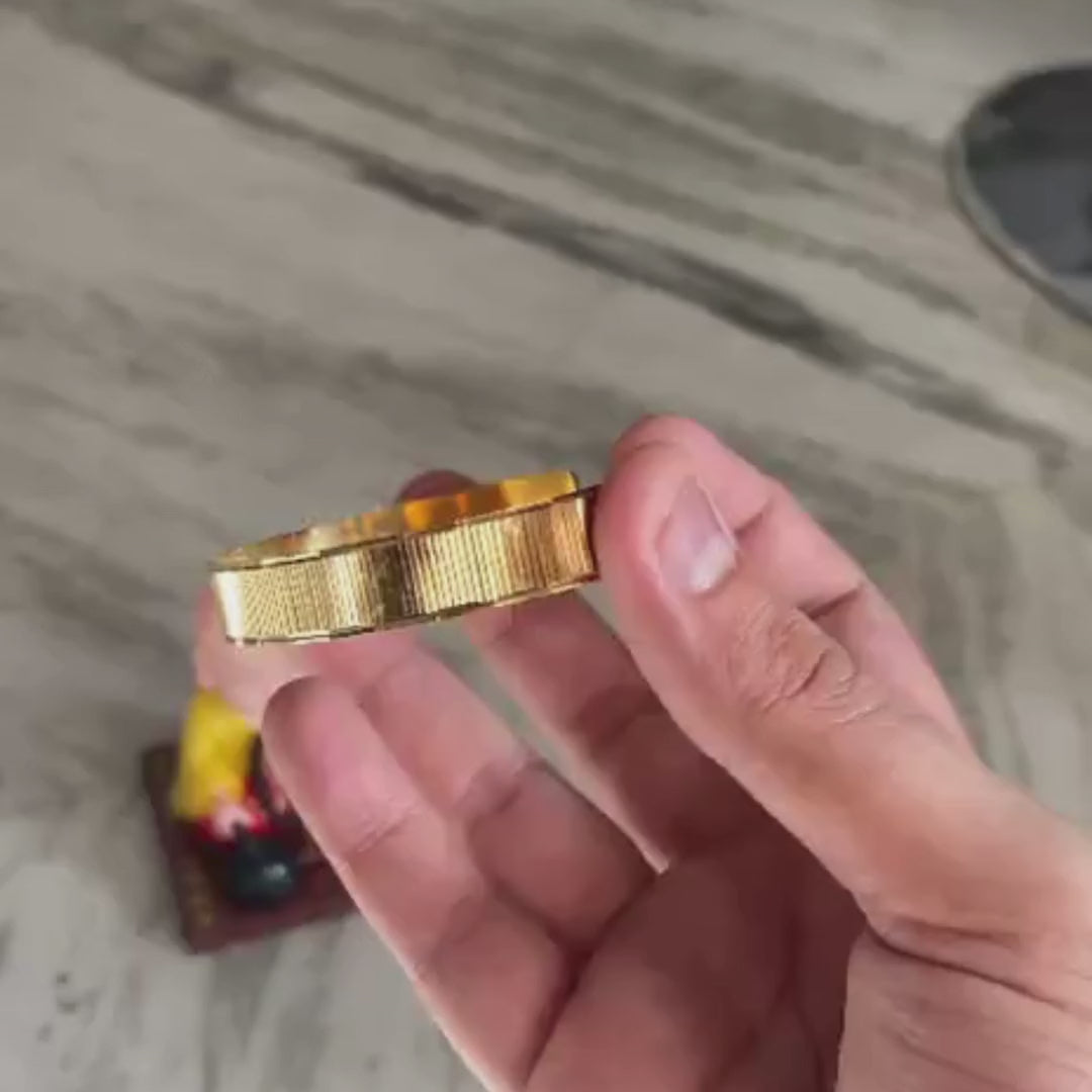 Minimalist Gold Stripped Cuff Kada for Men