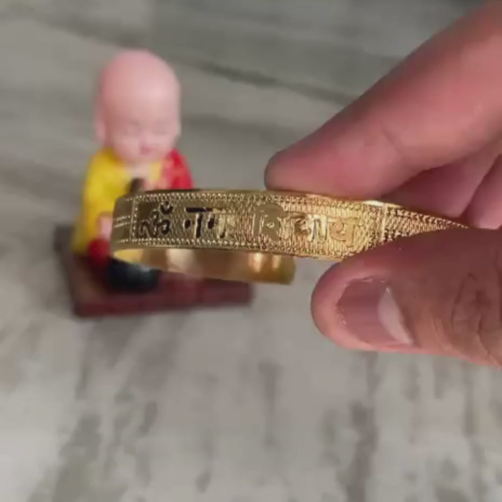 Om Namah Shivaya Engraved Spiritual Gold Kada for Men