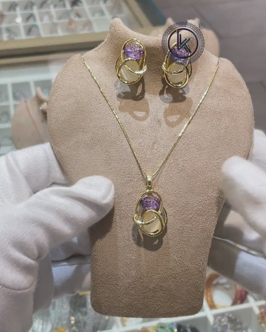18k Golden Swarovski Party Pendent Set