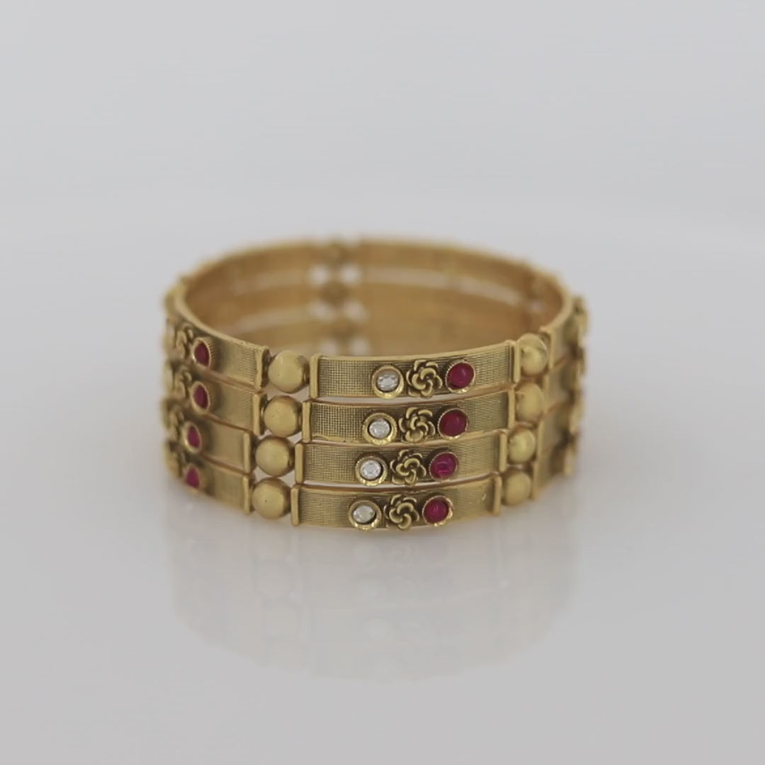 Red And White Kundan Bangles