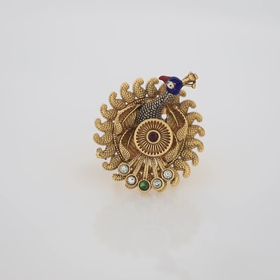 Antique Peacock Design FreeSize Ring