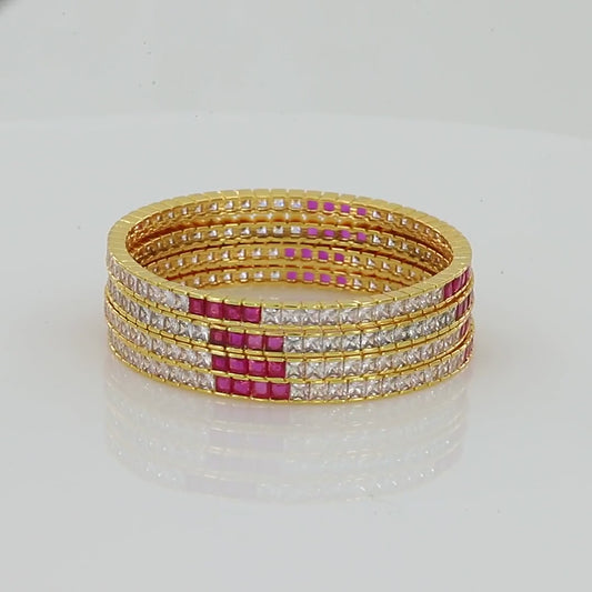 White And Pink Diamond Bangles