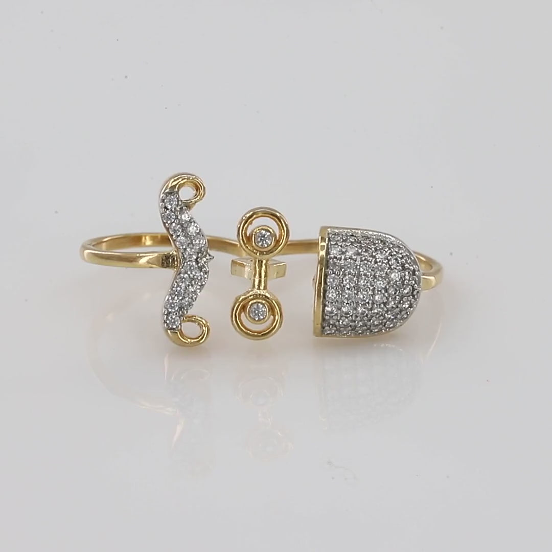 Unique Design Two Finger Wear Diamond Ring