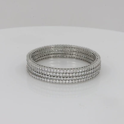 Silver Round Diamond Bangles