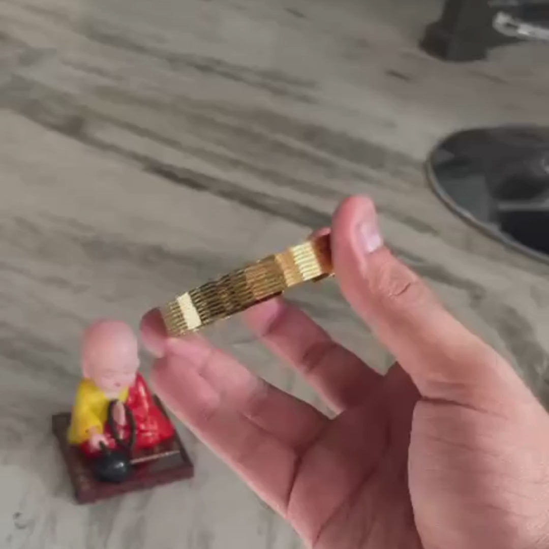 Premium Gold Textured Open Cuff Kada for Men