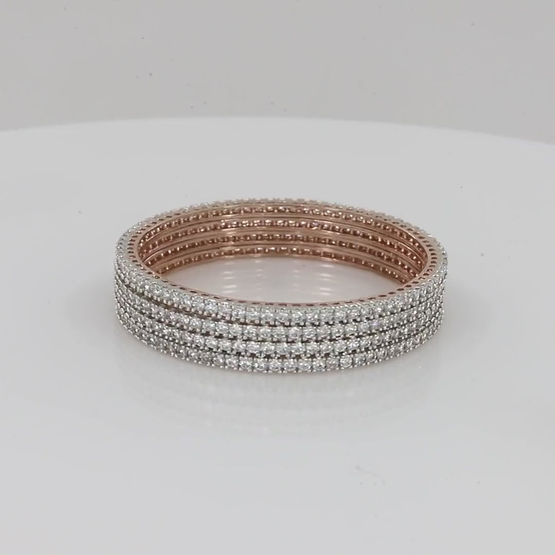 Rose polished Round Diamond Bangles