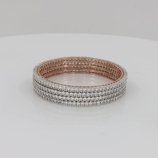 Rose polished Round Diamond Bangles