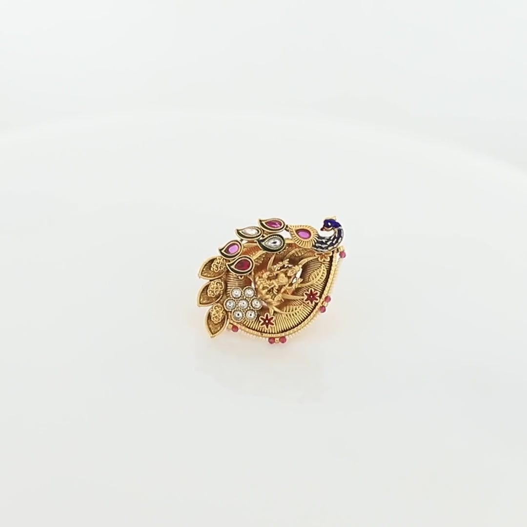 Antique God Peacock Rings With Colors