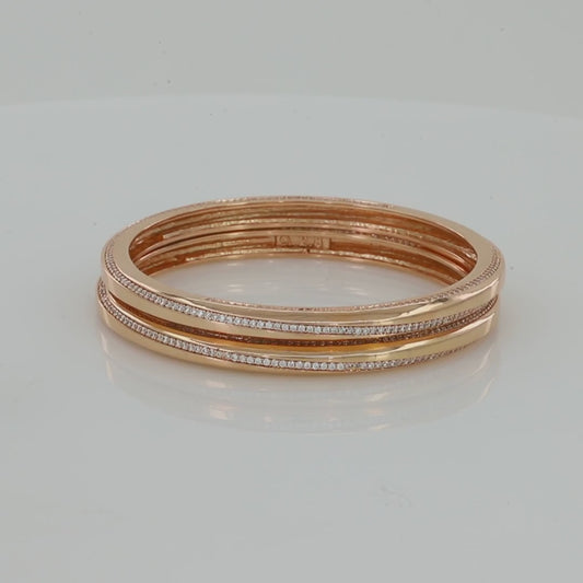 White Diamond Rose Gold Polished Bangles