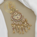 Regal Round Belly Juda with Temple Motif and Hanging Jhumkis