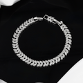 Silver Leaf Design CZ Bracelet