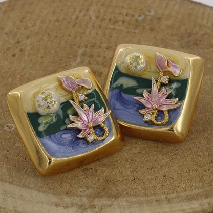 Square Shape Big Size Vintage Earrings