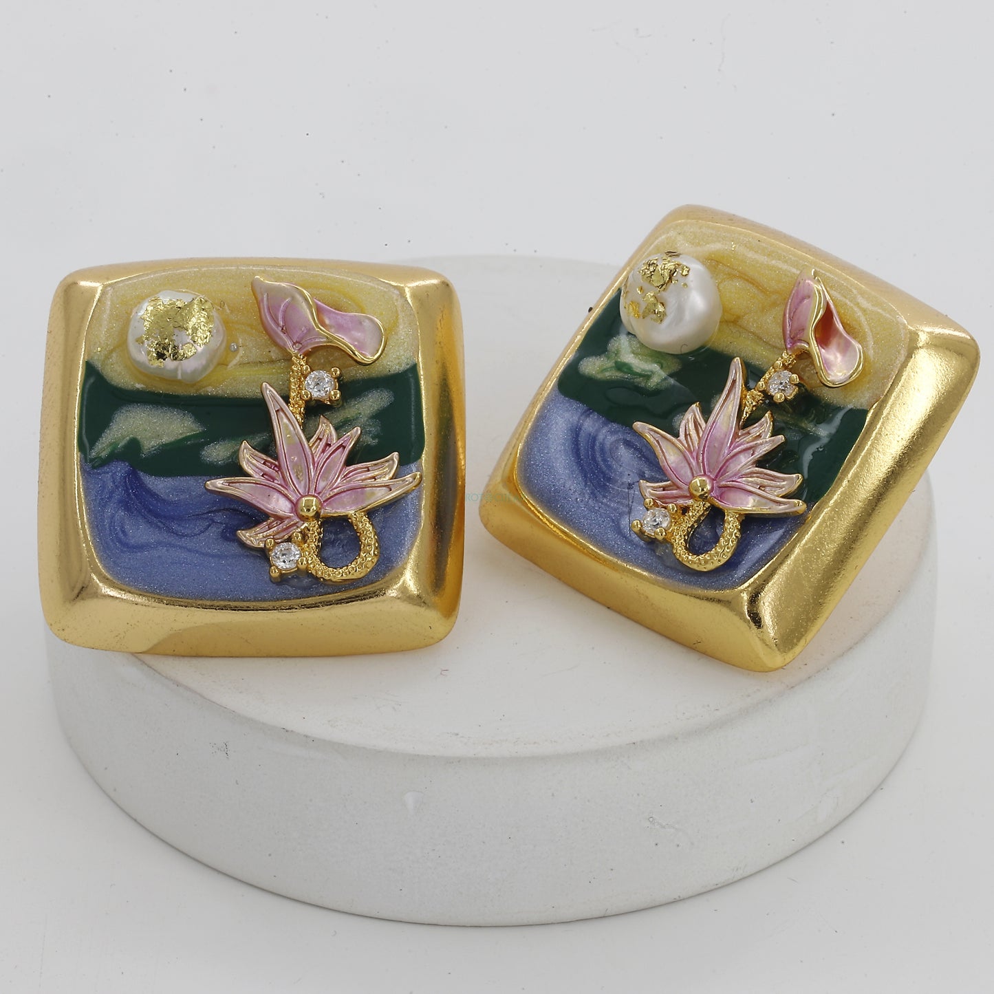 Square Shape Big Size Vintage Earrings