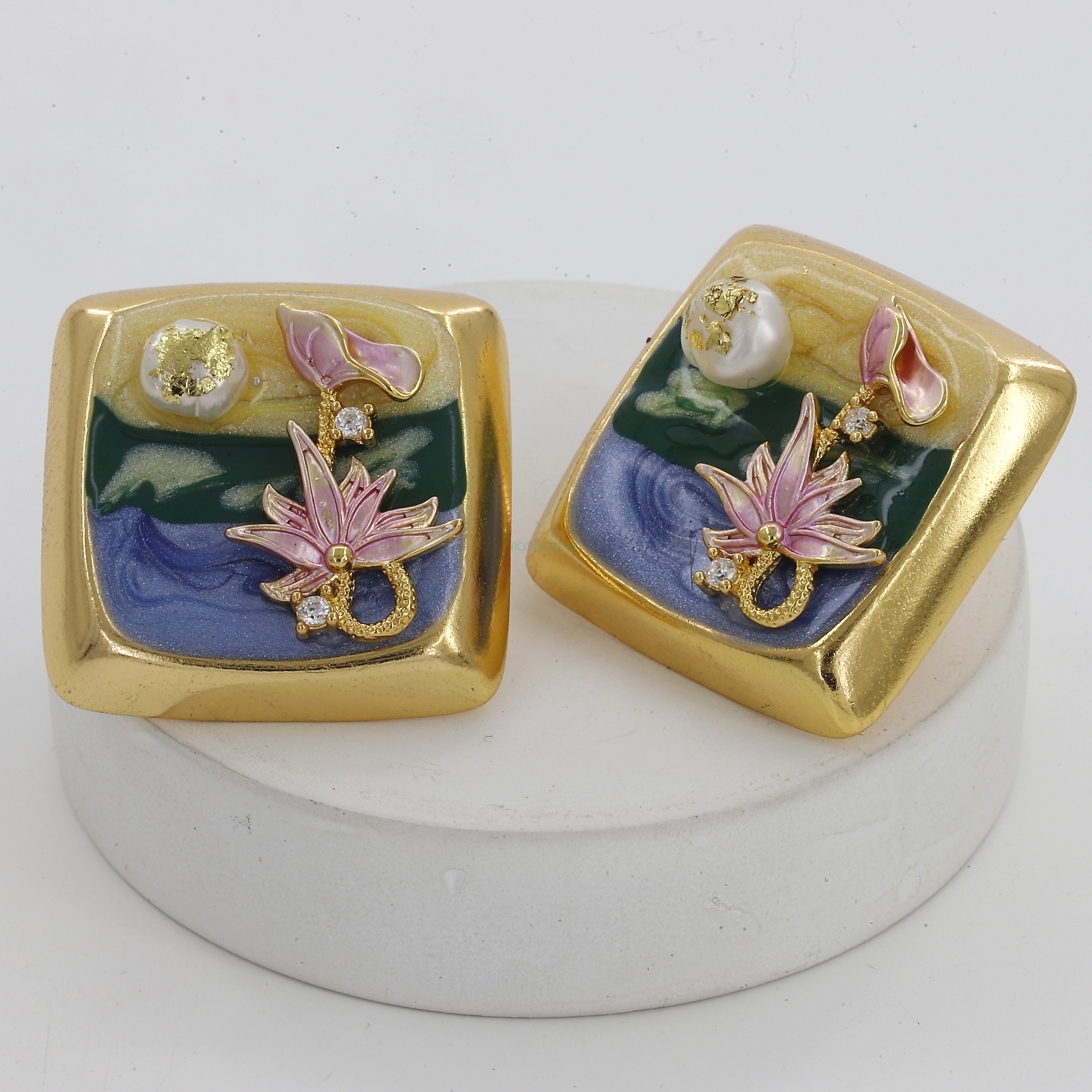 Square Shape Big Size Vintage Earrings