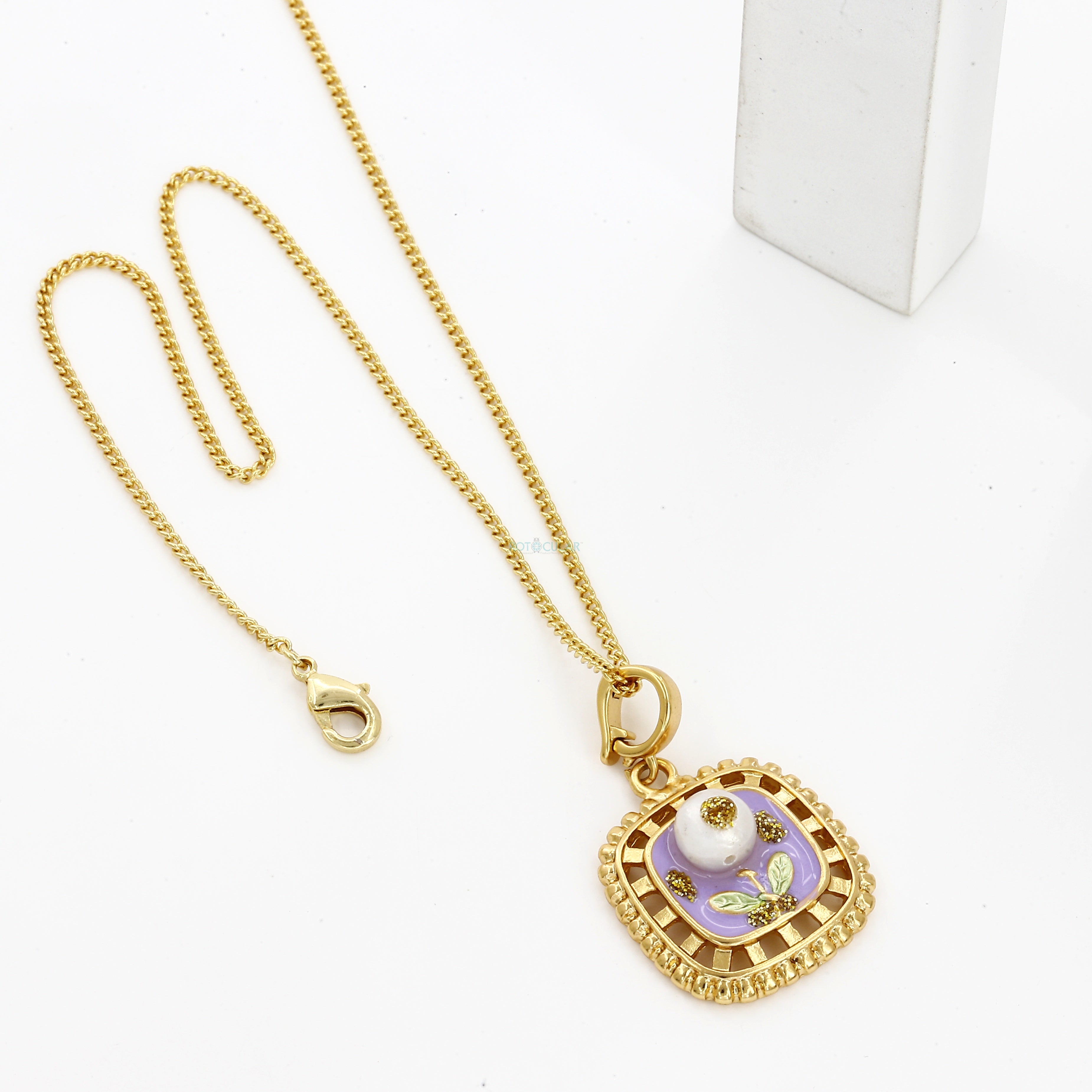 Square Shape Flower Design Vintage Necklace
