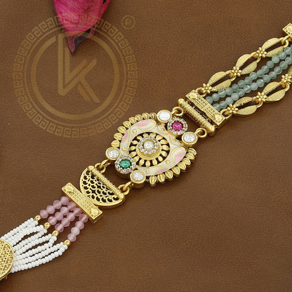 Traditional Indian Pearl & Gemstone Antique Bracelet
