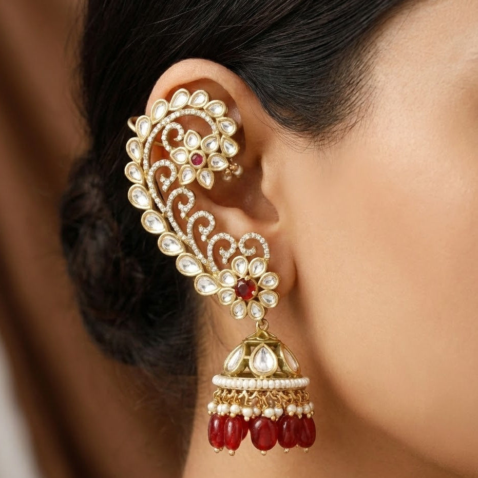 Statement Ethnic Exquisite Designer Kundan Jhumka Cuffs
