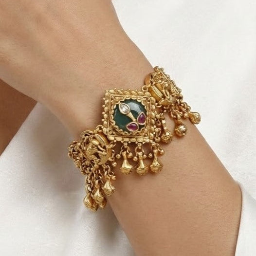 Antique Gold Square Motif Bracelet