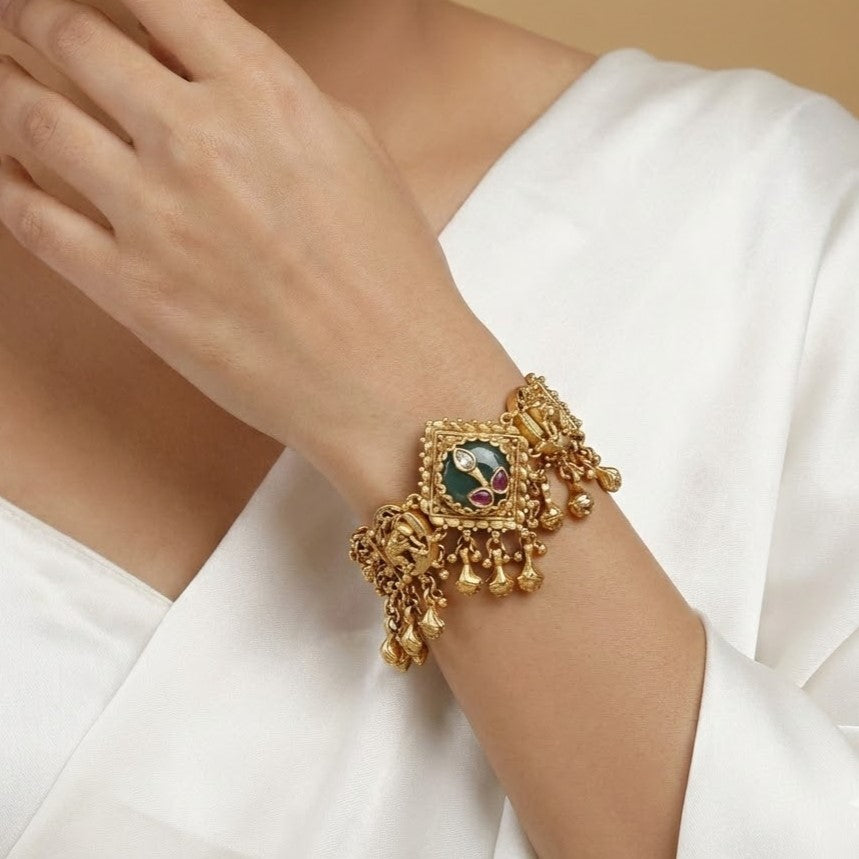 Antique Gold Square Motif Bracelet