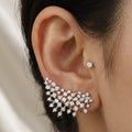 Silver Plated CZ Ear Crawler Statement Earrings