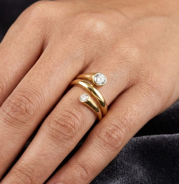 Gold-Tone Double Spiral Wrap Western Ring