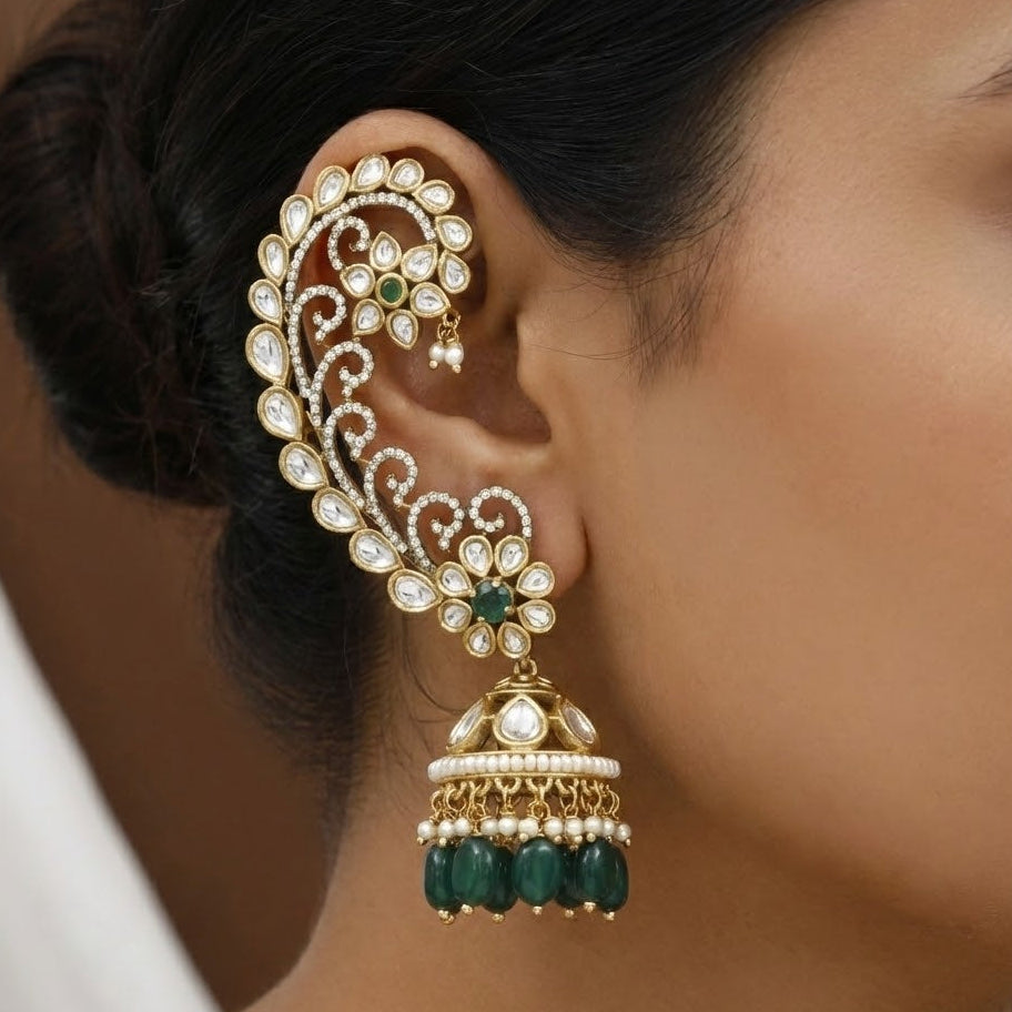 Statement Ethnic Exquisite Designer Kundan Jhumka Cuffs