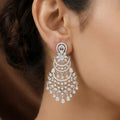 Sparkling Silver Tone Cubic Zirconia Drop Earrings