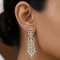 Silver Plated Cubic Zirconia Long Dangle Earrings