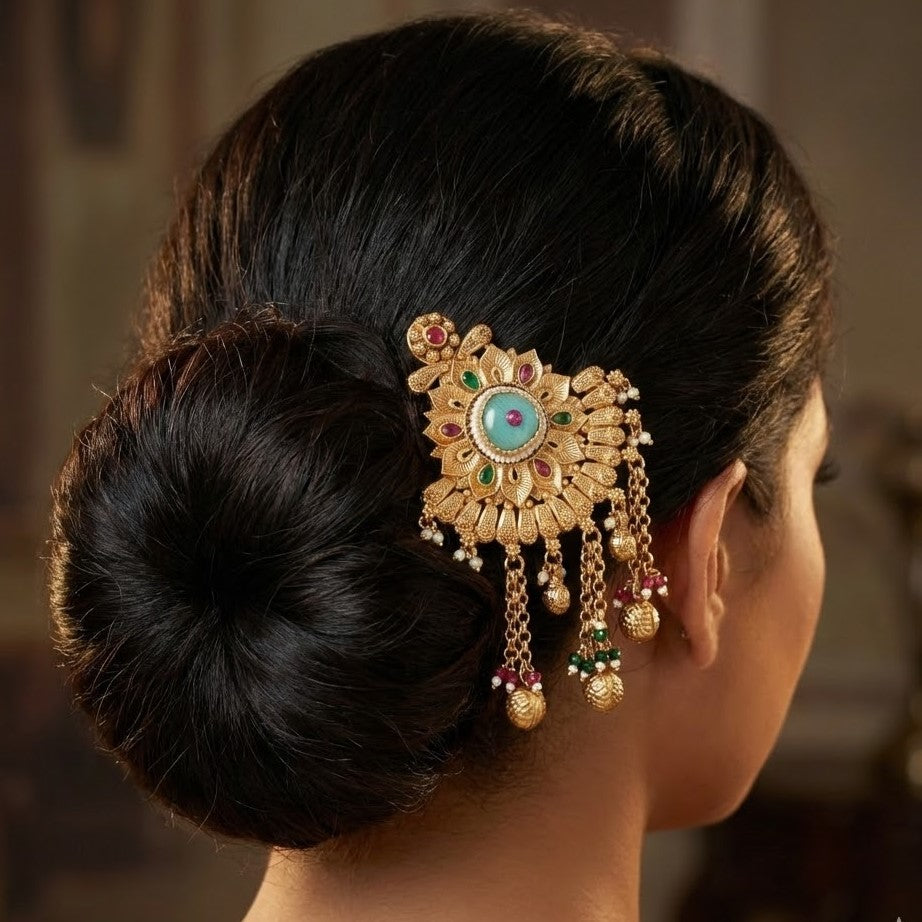 Traditional Antique Gold Wedding Hair Pin