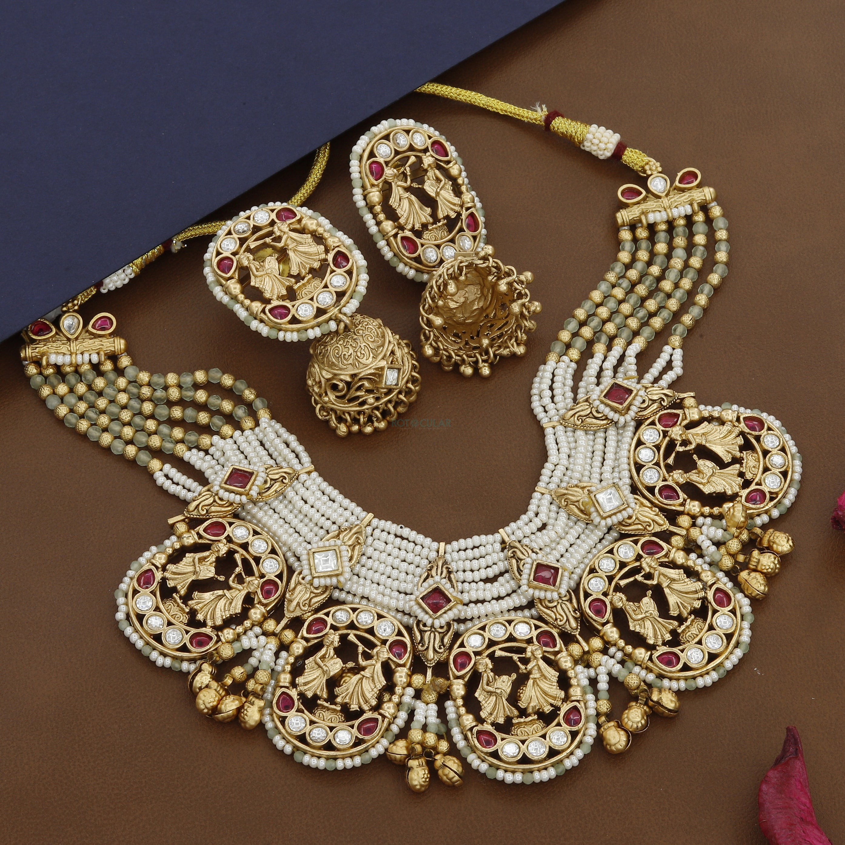 Wedding Necklace Includes Moti Border With Earrings