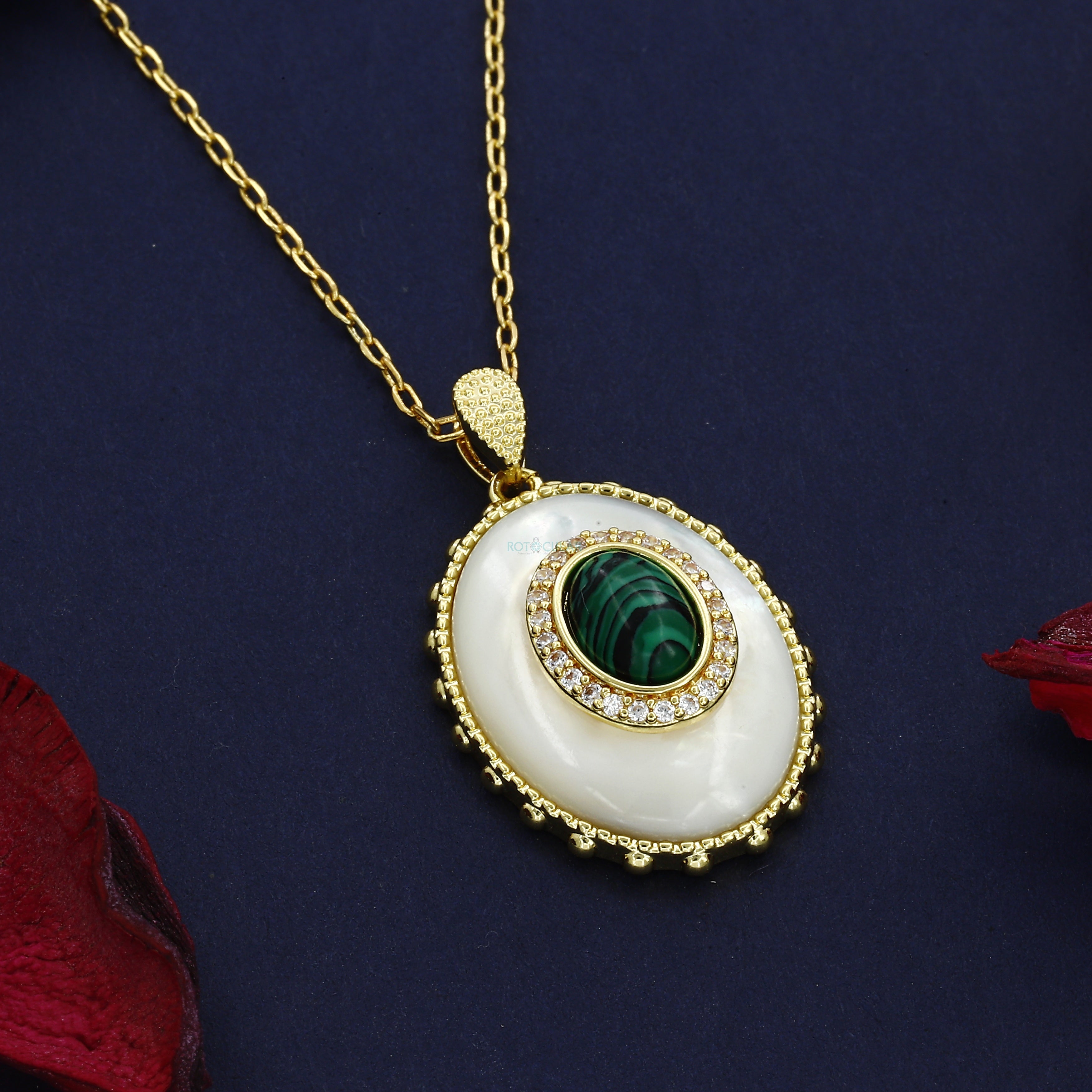 White Color Pastel Stone Pendent Vintage Necklace