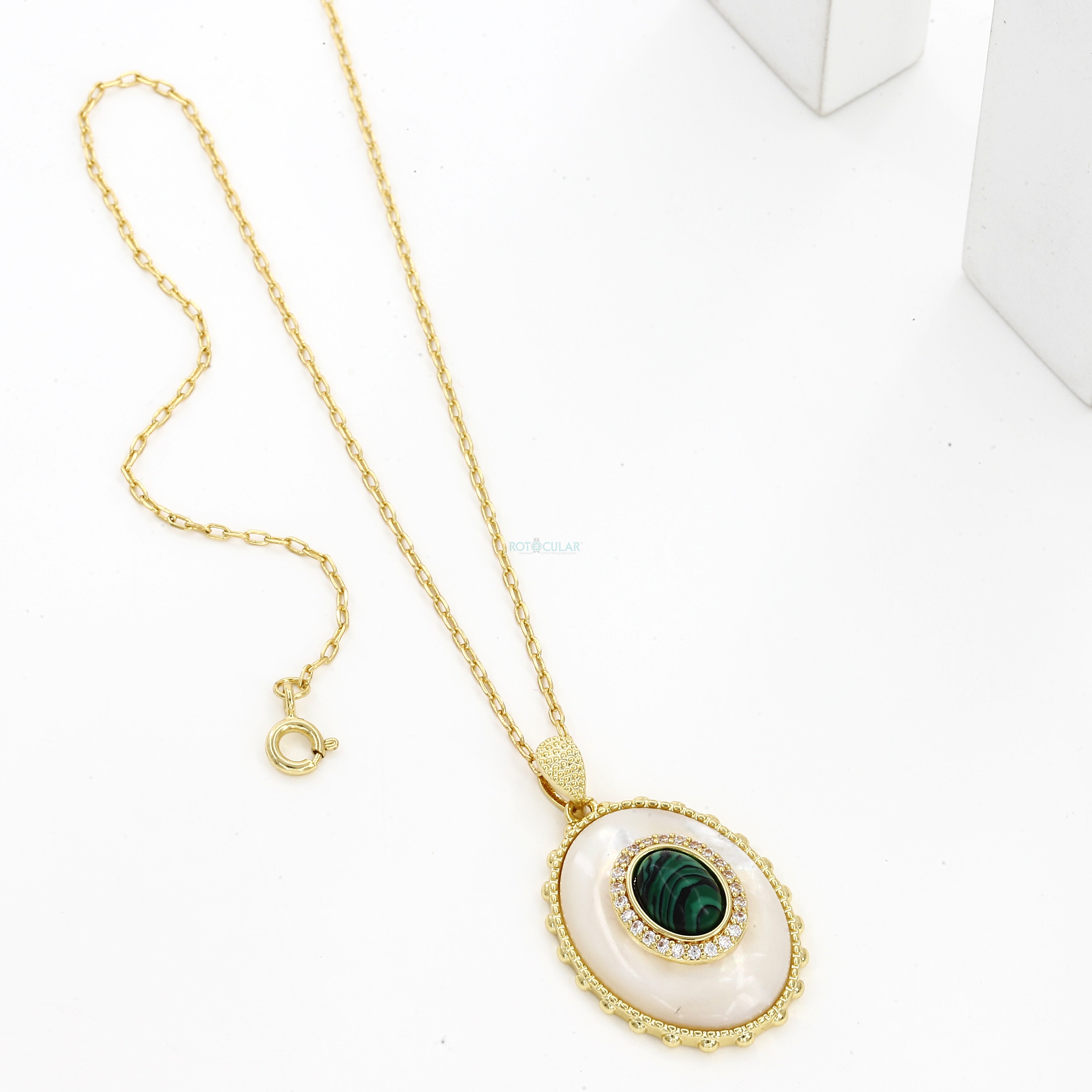 White Color Pastel Stone Pendent Vintage Necklace