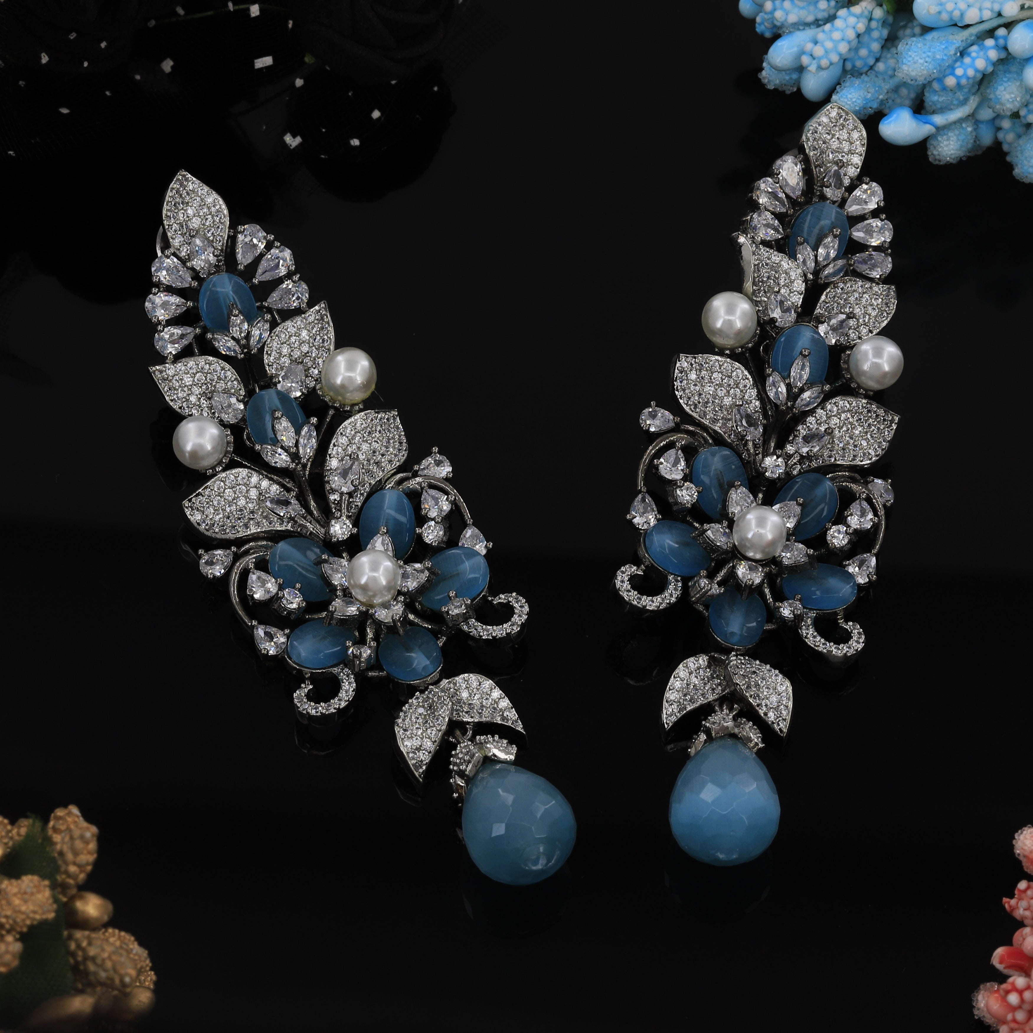 Blue Antique Diamond Necklace Set